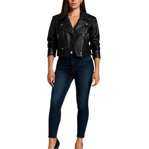 AGOLDE Sophie Crop Skinny Jeans Womens 27 Dark Wash Raw Hem High Rise Y2K Baddie